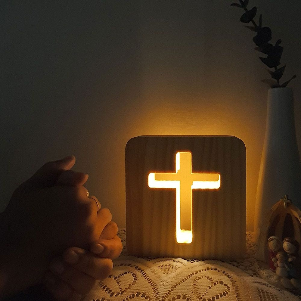 FaithGlow | Wooden Cross Lamp